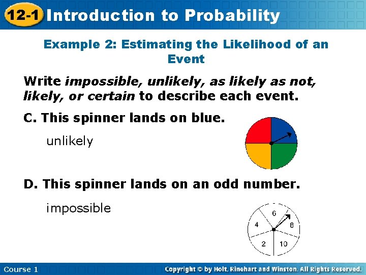 12 -1 Introduction Insert Lesson Here to. Title Probability Example 2: Estimating the Likelihood
