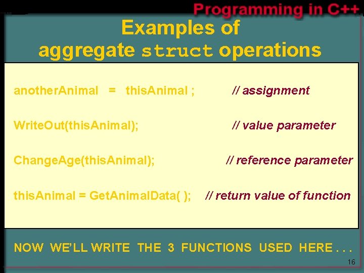 Examples of aggregate struct operations another. Animal = this. Animal ; // assignment Write. Examples of aggregate struct operations another. Animal = this. Animal ; // assignment Write.