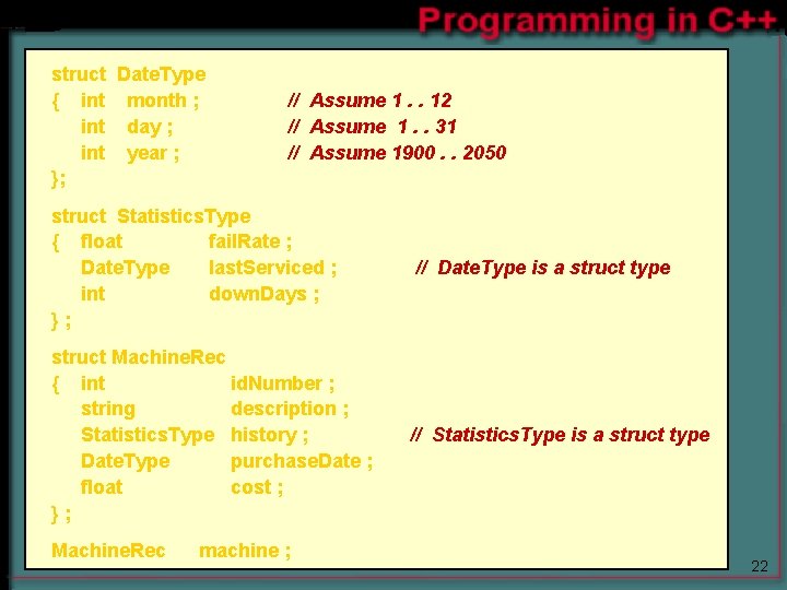struct Date. Type { int month ; int day ; int year ; }; struct Date. Type { int month ; int day ; int year ; };