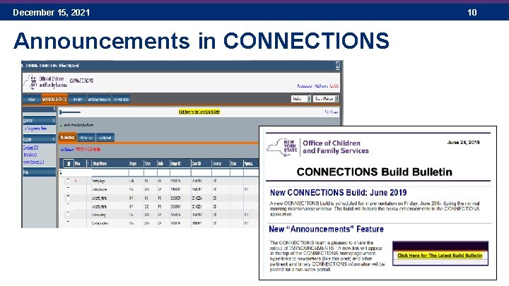 December 15, 2021 Announcements in CONNECTIONS 10 