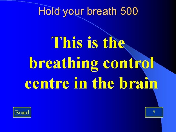 Hold your breath 500 This is the breathing control centre in the brain Board