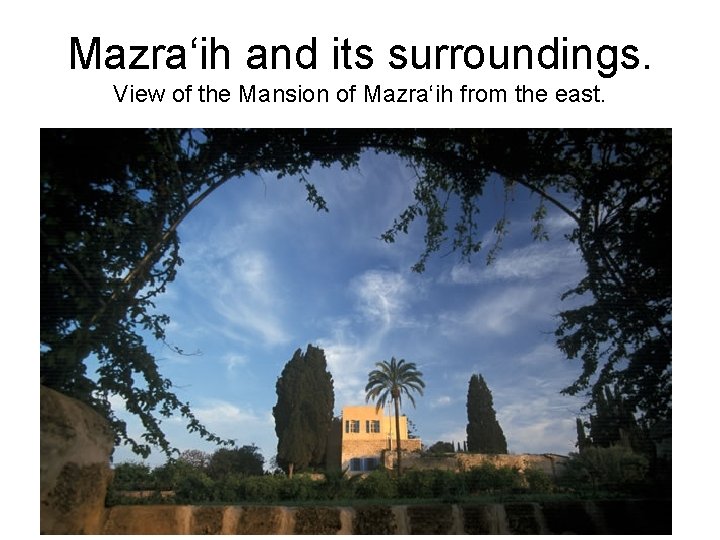 Mazra‘ih and its surroundings. View of the Mansion of Mazra‘ih from the east. 