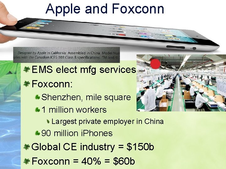 Apple and Foxconn EMS elect mfg services Foxconn: Shenzhen, mile square 1 million workers