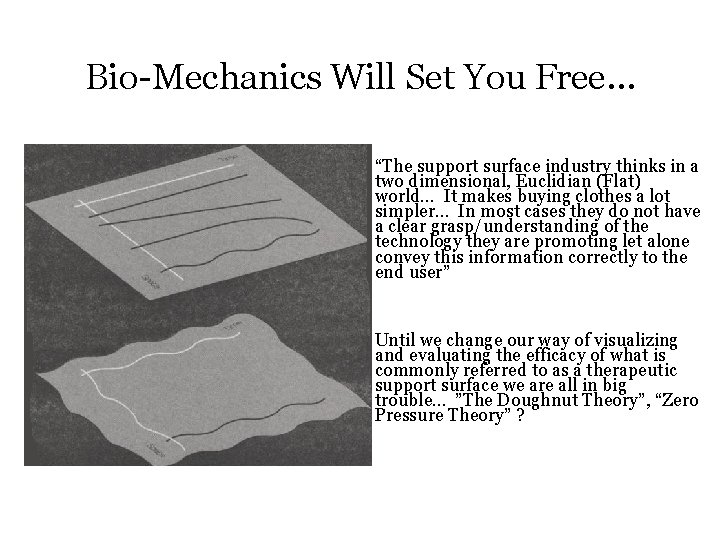 Bio-Mechanics Will Set You Free… “The support surface industry thinks in a two dimensional,