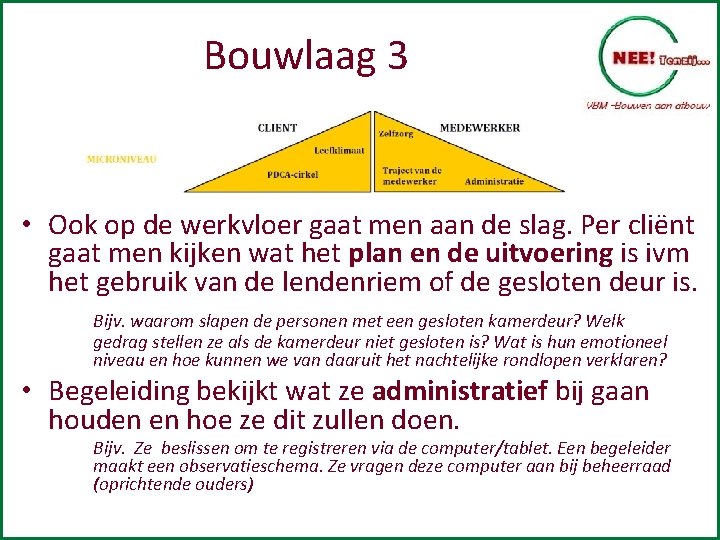 Bouwlaag 3 • Ook op de werkvloer gaat men aan de slag. Per cliënt