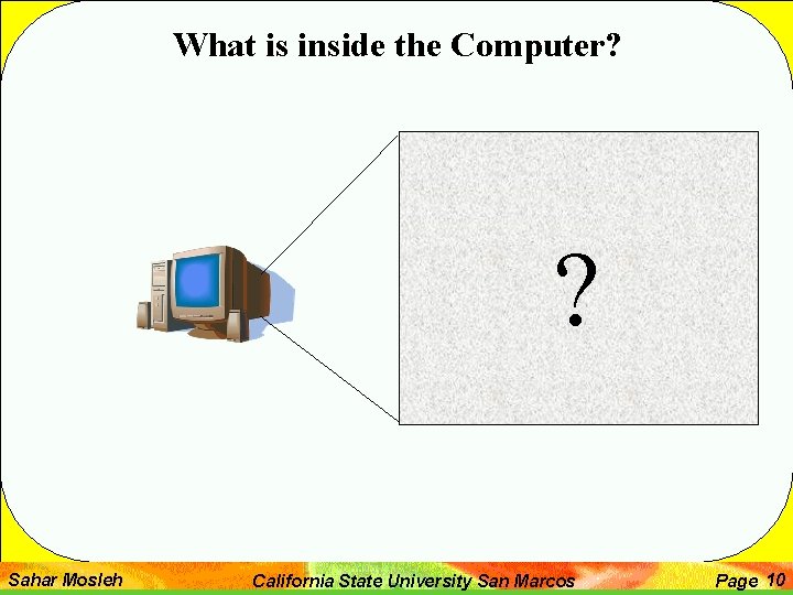 What is inside the Computer? ? Sahar Mosleh California State University San Marcos Page What is inside the Computer? ? Sahar Mosleh California State University San Marcos Page