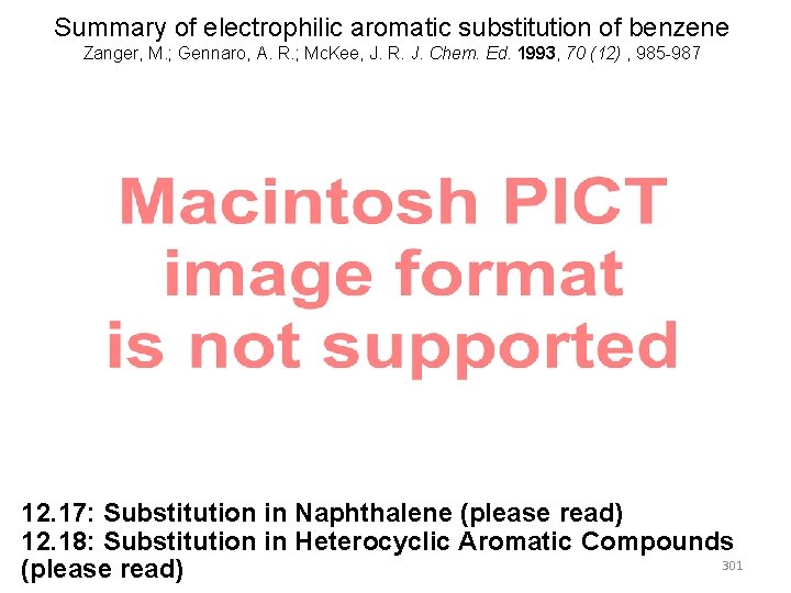 Summary of electrophilic aromatic substitution of benzene Zanger, M. ; Gennaro, A. R. ;