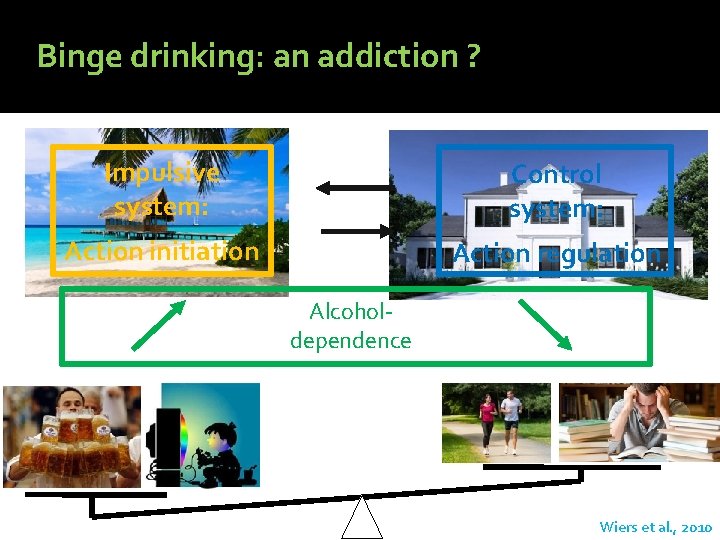 Binge drinking: an addiction ? Impulsive system: Control system: Action initiation Action regulation Alcoholdependence