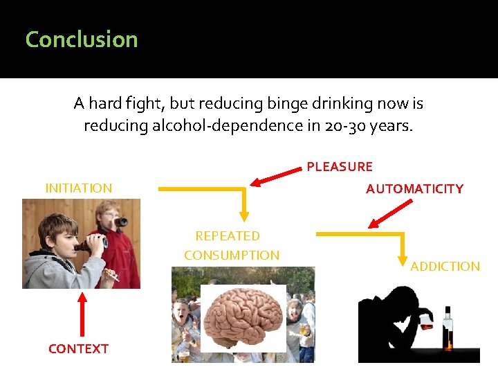 Conclusion A hard fight, but reducing binge drinking now is reducing alcohol-dependence in 20