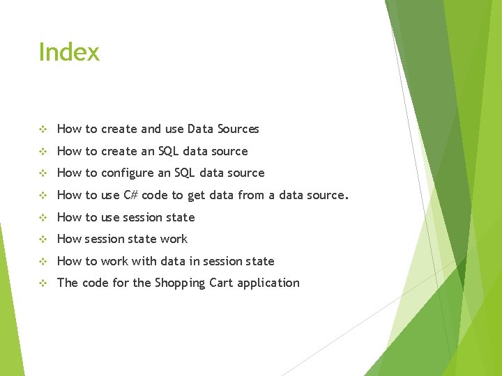 Index v How to create and use Data Sources v How to create an