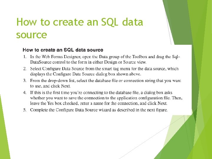 How to create an SQL data source 