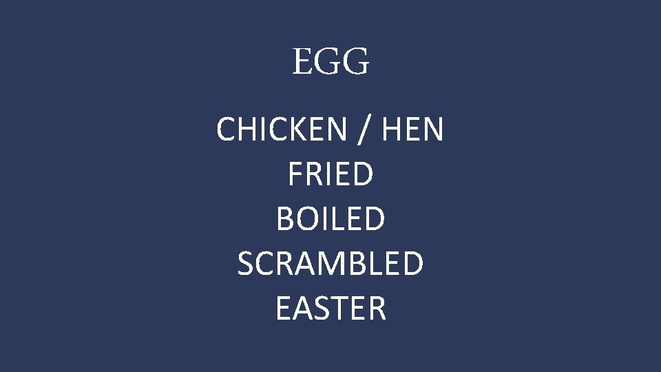 EGG CHICKEN / HEN FRIED BOILED SCRAMBLED EASTER 