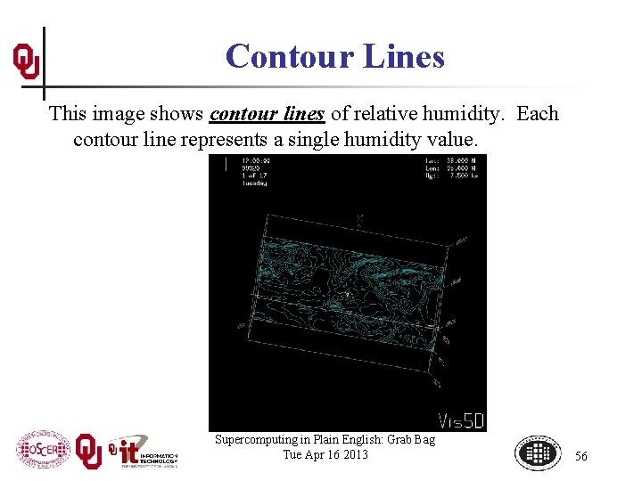 Contour Lines This image shows contour lines of relative humidity. Each contour line represents