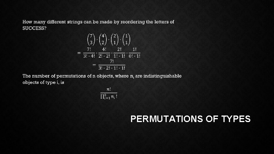  • PERMUTATIONS OF TYPES 