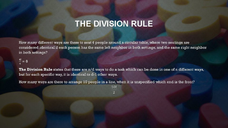 THE DIVISION RULE • 