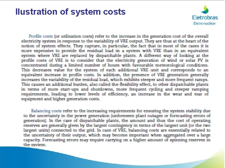 llustration of system costs 