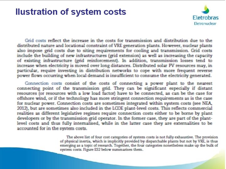 llustration of system costs 