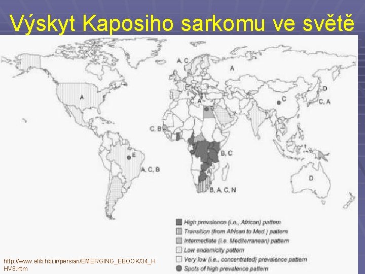 Výskyt Kaposiho sarkomu ve světě http: //www. elib. hbi. ir/persian/EMERGING_EBOOK/34_H HV 8. htm 