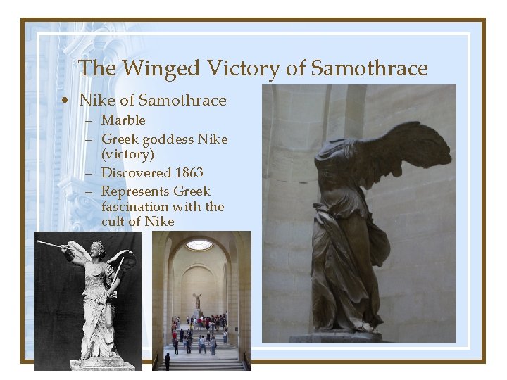 The Winged Victory of Samothrace • Nike of Samothrace – Marble – Greek goddess