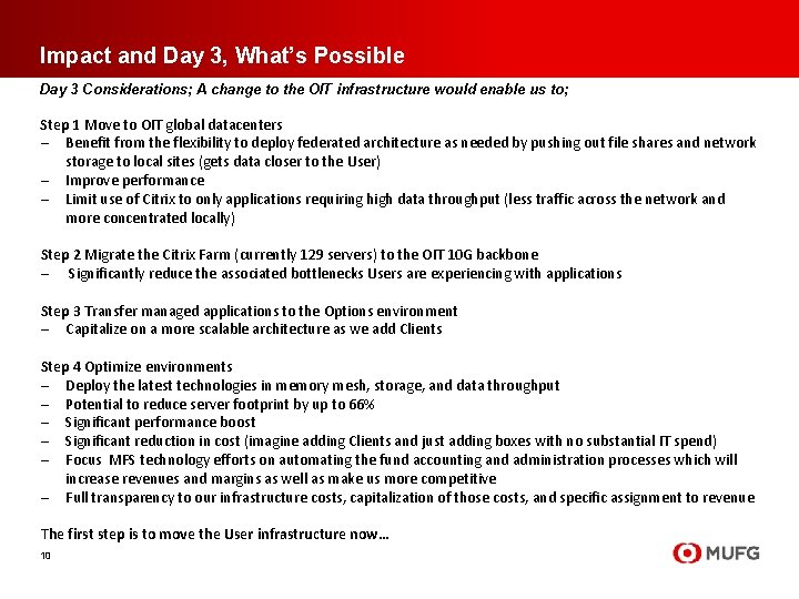 Impact and Day 3, What’s Possible Day 3 Considerations; A change to the OIT