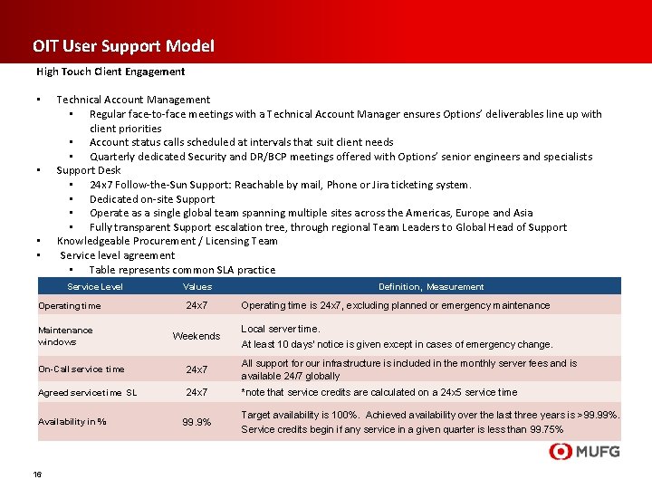 OIT User Support Model High Touch Client Engagement • • Technical Account Management •