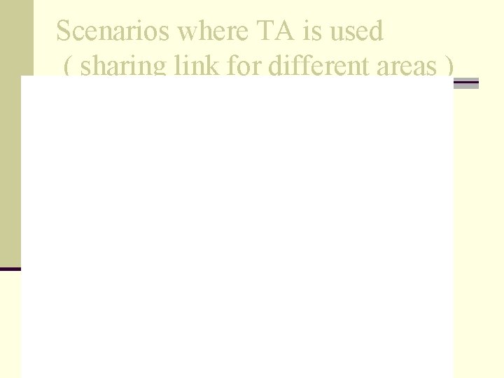 Scenarios where TA is used ( sharing link for different areas ) 