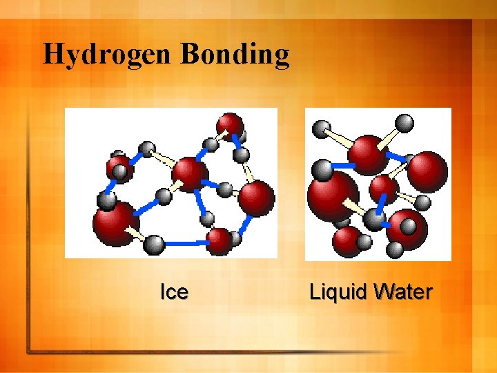 Hydrogen Bonding Ice Liquid Water 