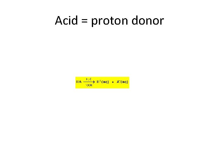 Acid = proton donor 