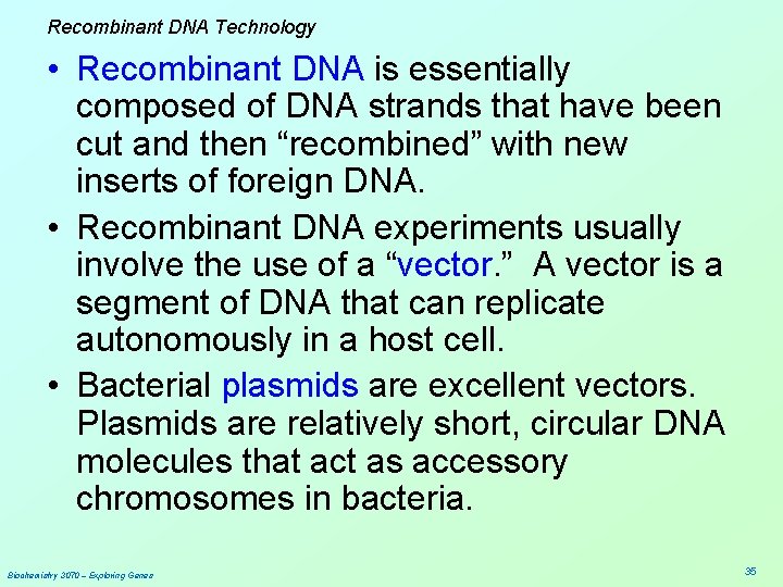 Recombinant DNA Technology • Recombinant DNA is essentially composed of DNA strands that have