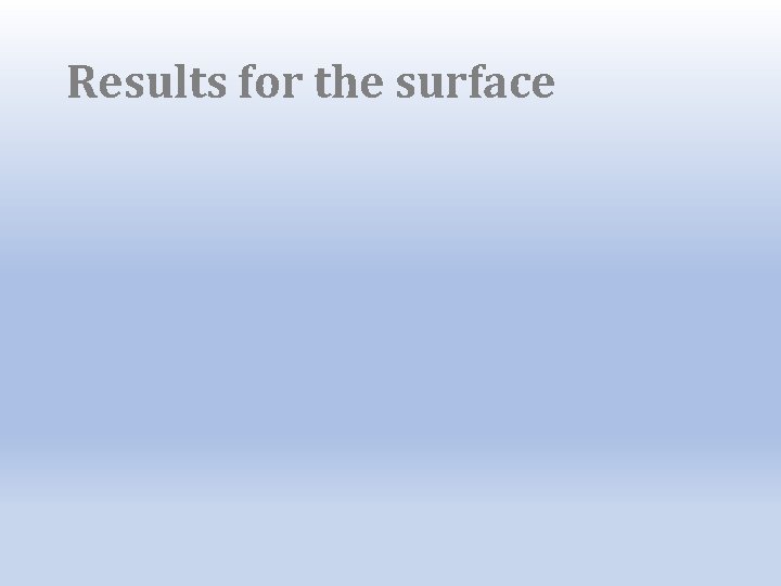 Results for the surface 
