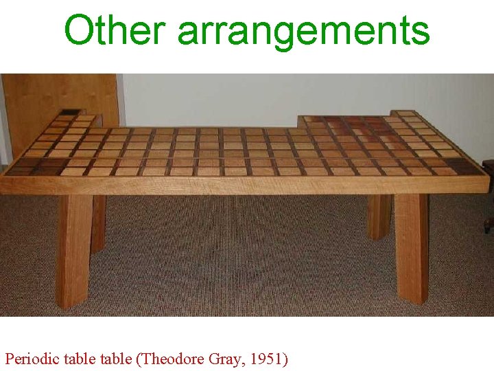 Other arrangements Periodic table (Theodore Gray, 1951) 