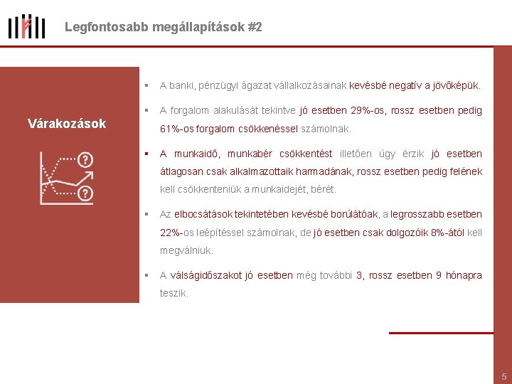 Legfontosabb megállapítások #2 § A banki, pénzügyi ágazat vállalkozásainak kevésbé negatív a jövőképük. §