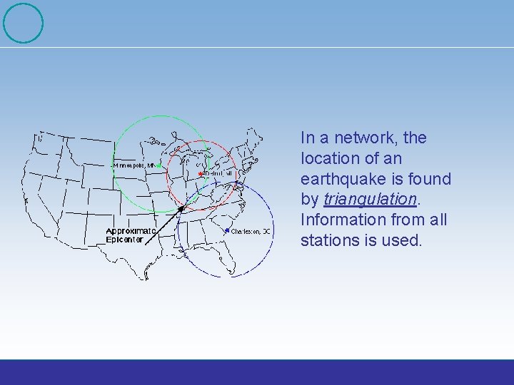 In a network, the location of an earthquake is found by triangulation. Information from