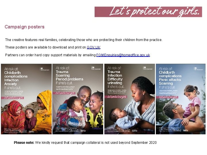 Campaign posters The creative features real families, celebrating those who are protecting their children