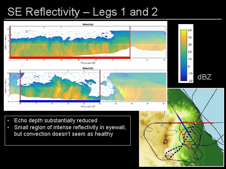 SE Reflectivity – Legs 1 and 2 d. BZ • Echo depth substantially reduced
