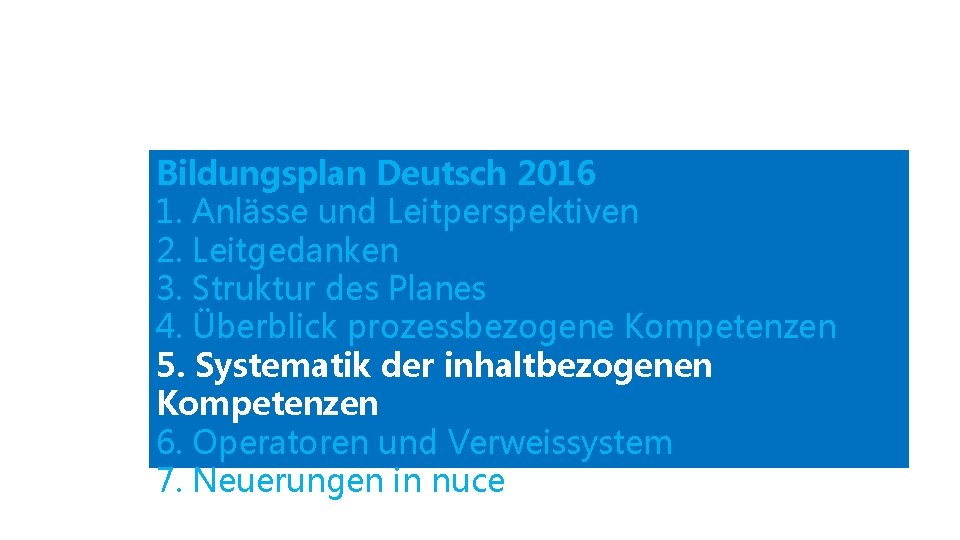 Bildungsplan Deutsch 2016 1. Anlässe und Leitperspektiven 2. Leitgedanken 3. Struktur des Planes 4.