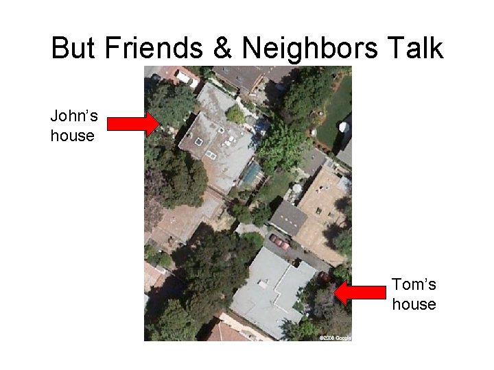 But Friends & Neighbors Talk John’s house Tom’s house 