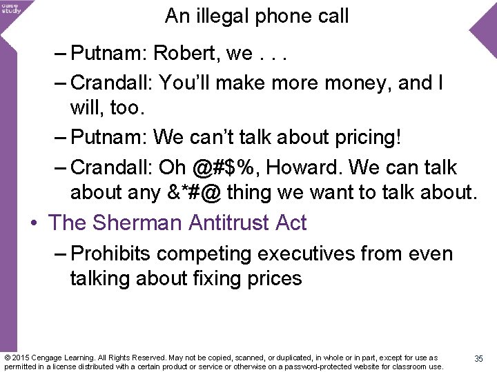 An illegal phone call – Putnam: Robert, we. . . – Crandall: You’ll make