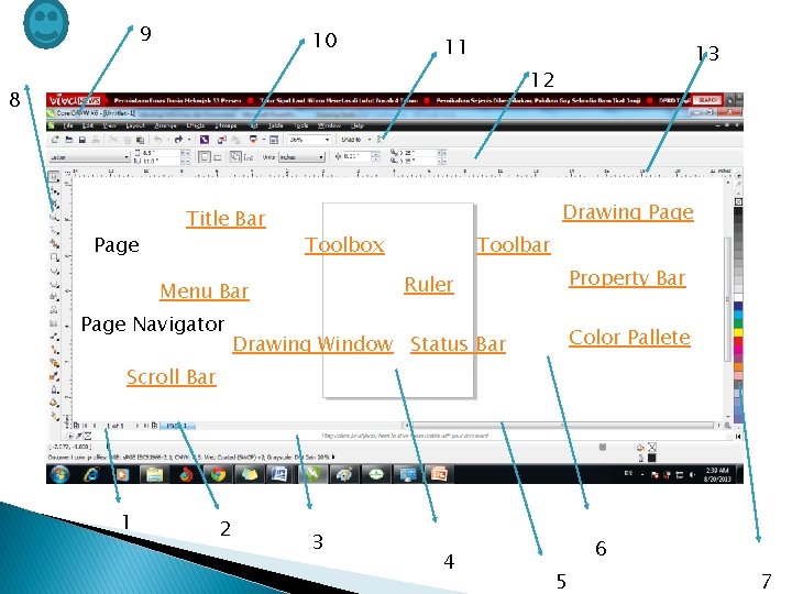 9 10 11 13 12 8 Page Title Bar Drawing Page Toolbox Property Bar