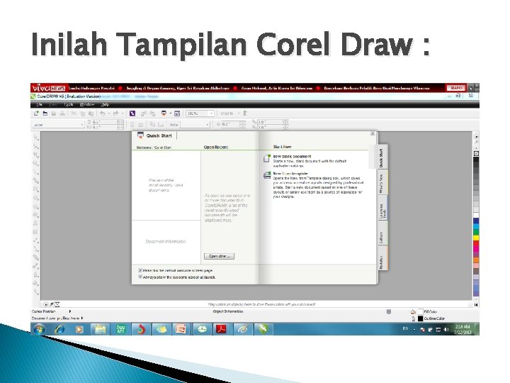 Inilah Tampilan Corel Draw : 