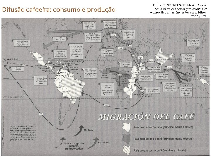 Difusão cafeeira: consumo e produção Fonte: PENDERGRAST, Mark. El café. Historia de la semilla