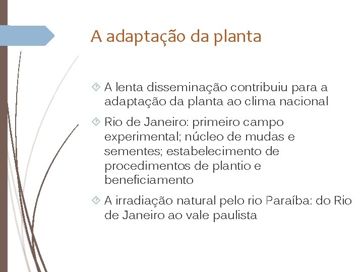 A adaptação da planta A lenta disseminação contribuiu para a adaptação da planta ao