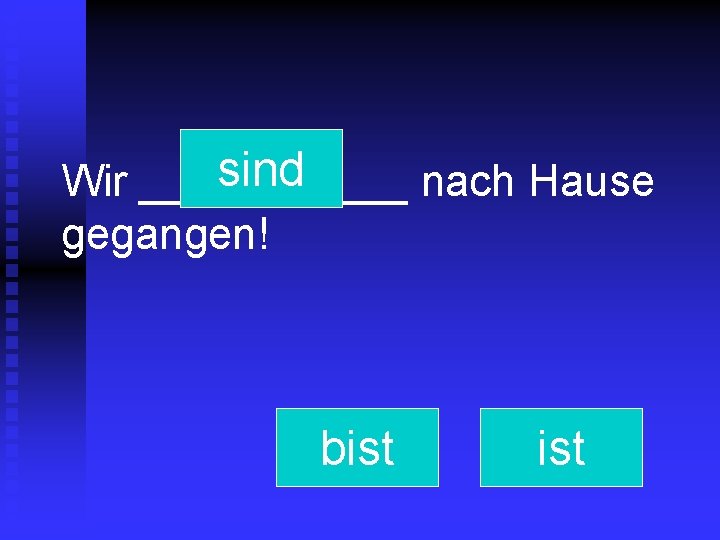 sind Wir ______ nach Hause gegangen! bist 