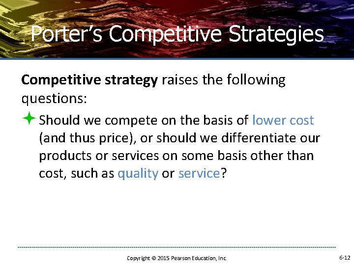 Porter’s Competitive Strategies Competitive strategy raises the following questions: ª Should we compete on