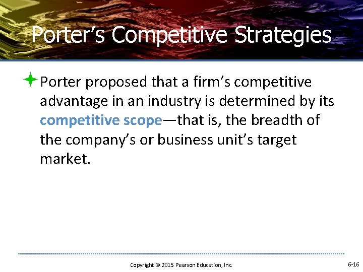 Porter’s Competitive Strategies ªPorter proposed that a firm’s competitive advantage in an industry is
