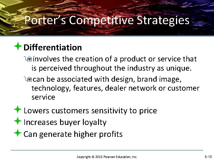 Porter’s Competitive Strategies ªDifferentiation 9 involves the creation of a product or service that