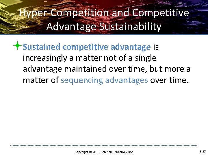 Hyper-Competition and Competitive Advantage Sustainability ªSustained competitive advantage is increasingly a matter not of