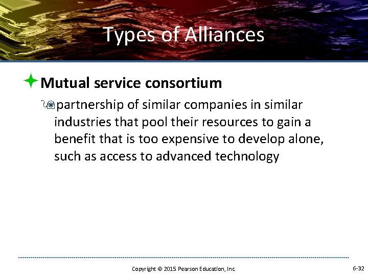 Types of Alliances ªMutual service consortium 9 partnership of similar companies in similar industries