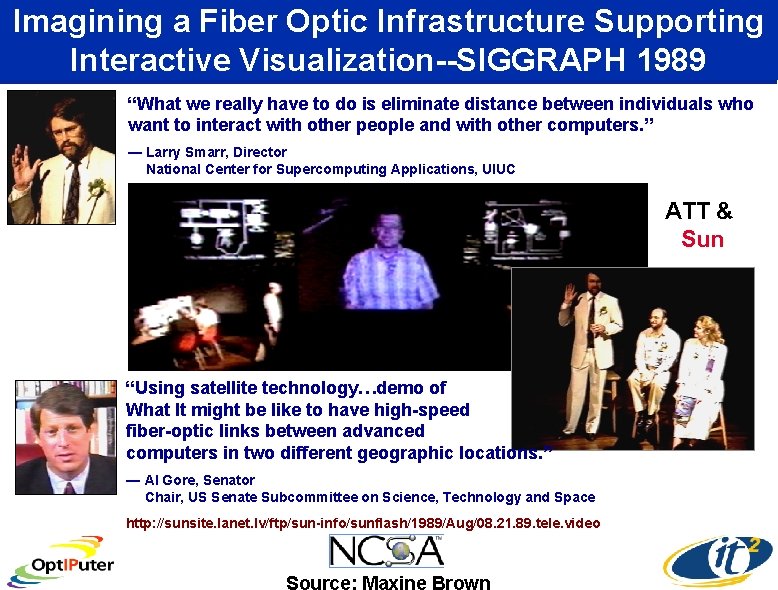 Imagining a Fiber Optic Infrastructure Supporting Interactive Visualization--SIGGRAPH 1989 “What we really have to