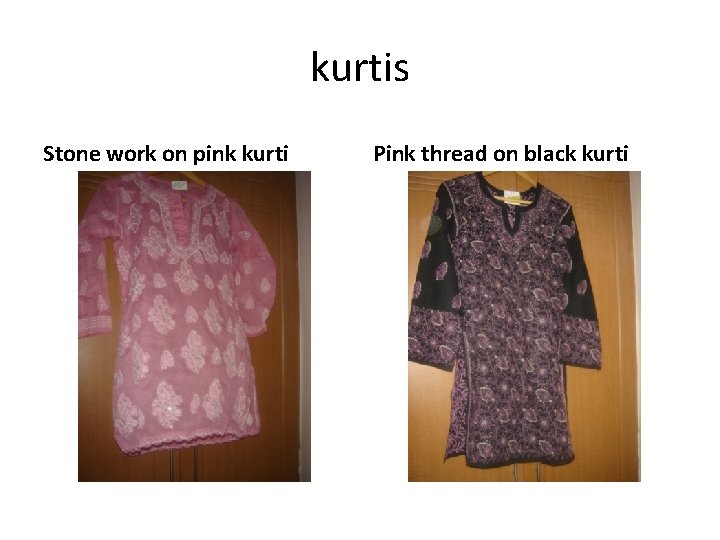 kurtis Stone work on pink kurti Pink thread on black kurti 